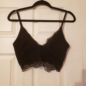 Black lacy crop top